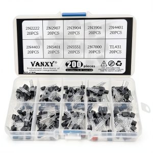 200PCS 10Values 2N2222 2N2907 2N3904 2N3906 2N4401 2N4403 2N5401 2N5551 2N7000 TL431 TL431A 2N2222A Power BJT Bipolar Junction Transistor Kits-0