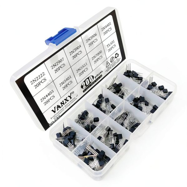 200PCS 10Values 2N2222 2N2907 2N3904 2N3906 2N4401 2N4403 2N5401 2N5551 2N7000 TL431 TL431A 2N2222A Power BJT Bipolar Junction Transistor Kits-4