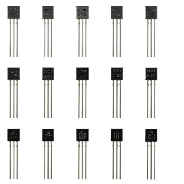 750pcs A1015 C945 C1815 S8050 S8550 S9012 S9013 S9014 S9015 S9018 2N2222 2N3904 2N3906 2N5401 2N5551 Transistor Type: PNP NPN-3