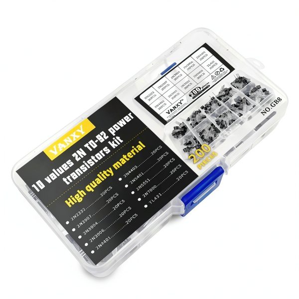 200PCS 10Values 2N2222 2N2907 2N3904 2N3906 2N4401 2N4403 2N5401 2N5551 2N7000 TL431 TL431A 2N2222A Power BJT Bipolar Junction Transistor Kits-2