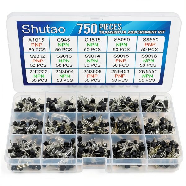750pcs A1015 C945 C1815 S8050 S8550 S9012 S9013 S9014 S9015 S9018 2N2222 2N3904 2N3906 2N5401 2N5551 Transistor Type: PNP NPN-0