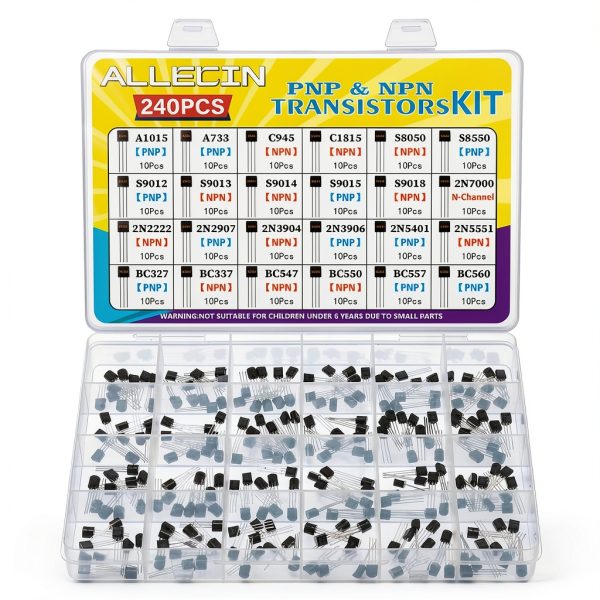 ALLECIN BJT Transistor Kit 24 Values NPN PNP Assortment Electronics-0
