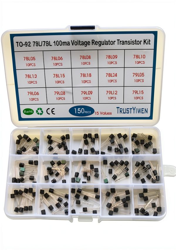 TRUSTYIWE 15Values 150pcs TO-92 78L05 78L06 78L08 78L09 78L10 78L12 78L15 78L18 78L24 79L05 79L15 78L79L 100ma Voltage Regulator Transistor Kit-0