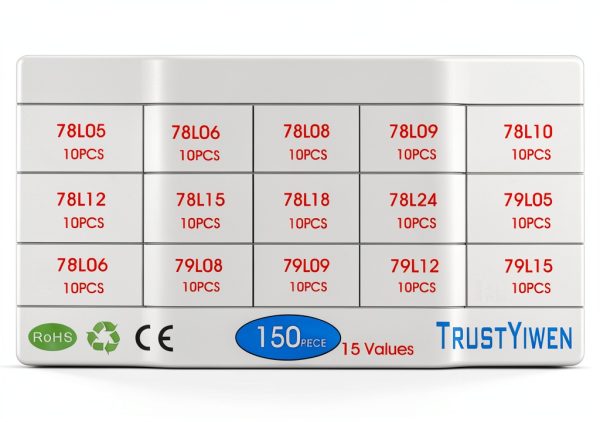 TRUSTYIWE 15Values 150pcs TO-92 78L05 78L06 78L08 78L09 78L10 78L12 78L15 78L18 78L24 79L05 79L15 78L79L 100ma Voltage Regulator Transistor Kit-1