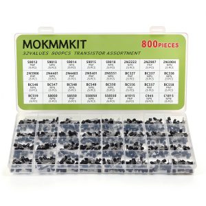 32 Values 800 Pieces Transistor Assortment Kit 2N2222 2N2907 2N3904 2N3906 2N5401 2N5551 S8050 S8550 S9012 S9013 S9014 S9015 A1015 C1815 C945 BC327 BC337 BC547 BC550 BC557 PNP NPN TO-92-0