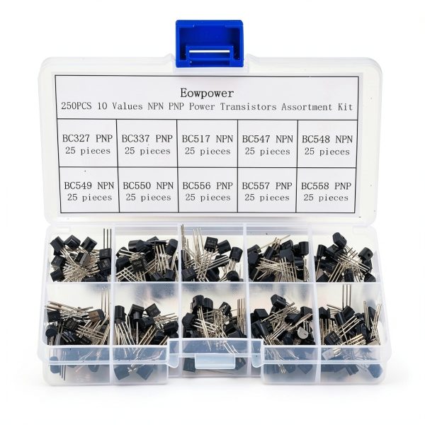 Eowpower 250pcs 10 Value NPN PNP Power Transistor Kit BC Series-3