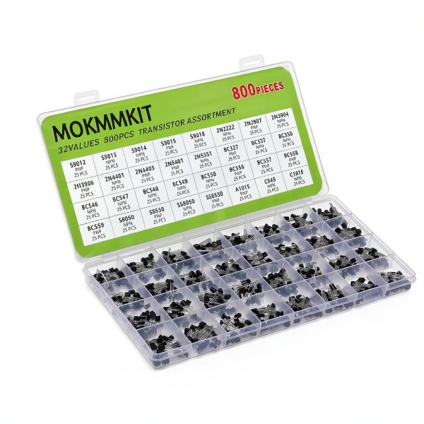 32 Values 800 Pieces Transistor Assortment Kit 2N2222 2N2907 2N3904 2N3906 2N5401 2N5551 S8050 S8550 S9012 S9013 S9014 S9015 A1015 C1815 C945 BC327 BC337 BC547 BC550 BC557 PNP NPN TO-92-6