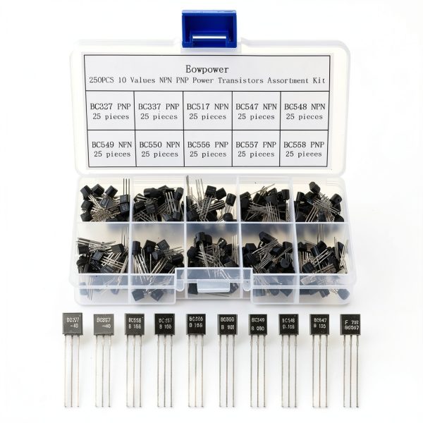 Eowpower 250pcs 10 Value NPN PNP Power Transistor Kit BC Series-0