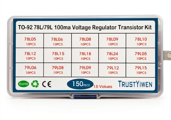 TRUSTYIWE 15Values 150pcs TO-92 78L05 78L06 78L08 78L09 78L10 78L12 78L15 78L18 78L24 79L05 79L15 78L79L 100ma Voltage Regulator Transistor Kit-2